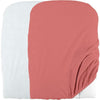 Domiva Set 2 fodere fasciatoio - 50 x 75 cm - Spugna in policotone - Bianco/Terracotta
