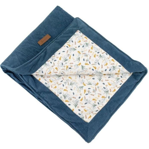Coperta double face - DOMIVA - AU FIL DE L'EAU - 75 x 100 cm - Indaco
