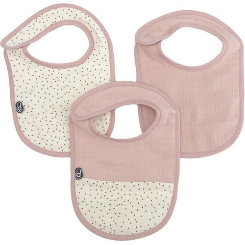 Confezione da 3 bavaglini - DOMIVA - 0-6 mesi - Garza di cotone - Rosa antico