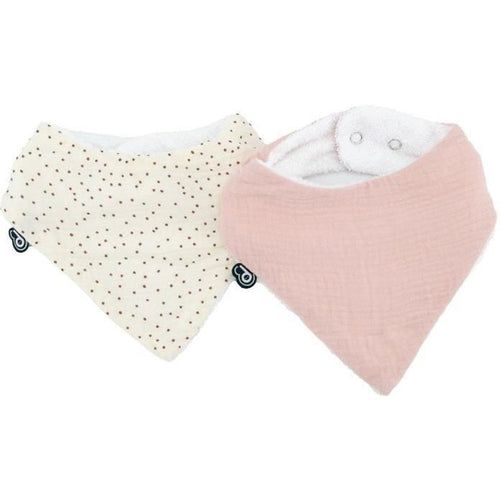 Confezione da 2 bavaglini bandana - DOMIVA - TU - Mussola - Pois rosa antico