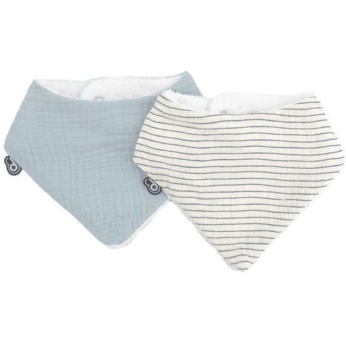 Confezione da 2 bavaglini bandana - DOMIVA - TU - Mussola - Righe blu vintage