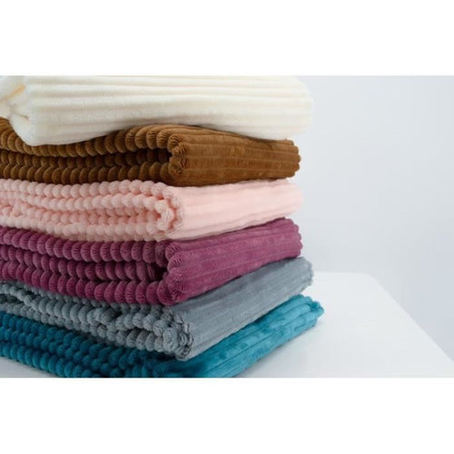 Coperta Boudoir - DOMIVA - Lampone - 75 x 100 cm - Velluto a coste, morbida e calda