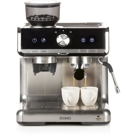 Macchina per caffè espresso semi-professionale con macinacaffè - DOMO - DO720K - 1500 W - 15 bar - 1 o 2 tazze - 30 impostazioni