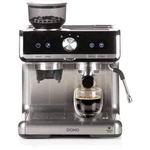 Macchina per caffè espresso semi-professionale con macinacaffè - DOMO - DO720K - 1500 W - 15 bar - 1 o 2 tazze - 30 impostazioni