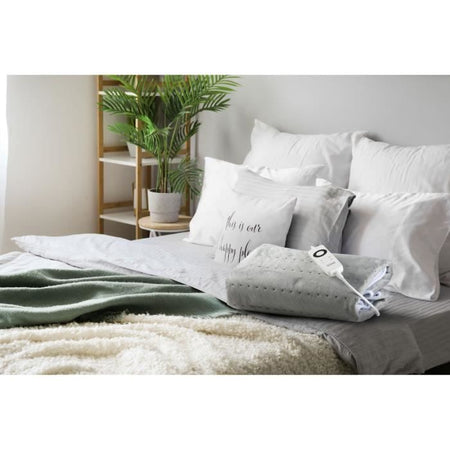 Scaldaletto elettrico DOMO 1 persona - 6 livelli di calore - Pile di flanella - 150x80 cm - Grigio