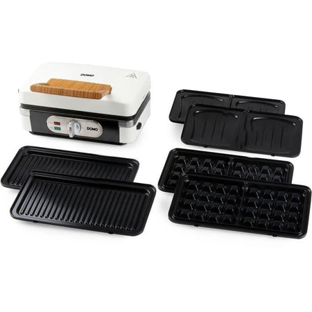 Elettrodomestico 3 in 1 - DOMO - DO9277C - Croque - waffle - grill - 1100 W - Bianco