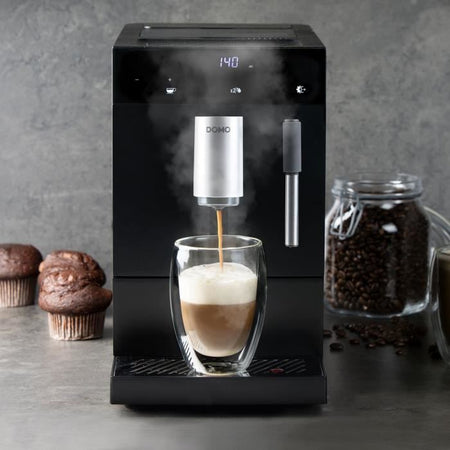 Macchina per caffè espresso automatica con macinacaffè - DOMO - DO1150K - 1350 W - 19 bar - 125 g caffè - Nero