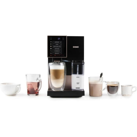 Macchina per caffè espresso automatica con macinacaffè - DOMO - DO743K - 1350 W - 19 bar - 125 g caffè - Nero