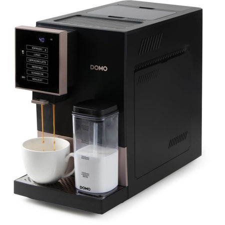 Macchina per caffè espresso automatica con macinacaffè - DOMO - DO743K - 1350 W - 19 bar - 125 g caffè - Nero