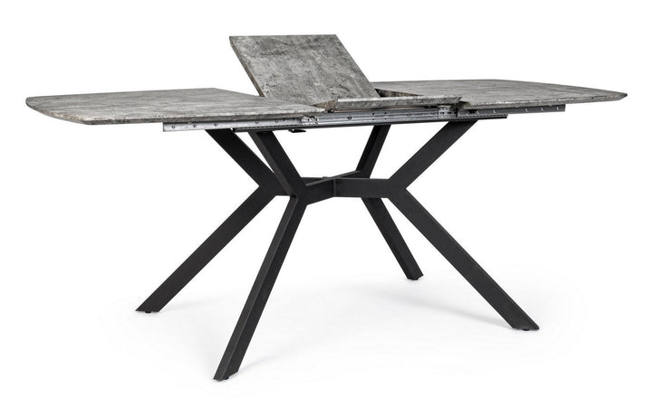 Tavolo allungabile Dominik con gambe in acciaio verniciato, piano in MDF ricoperto