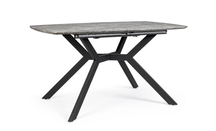 Tavolo allungabile Dominik con gambe in acciaio verniciato, piano in MDF ricoperto