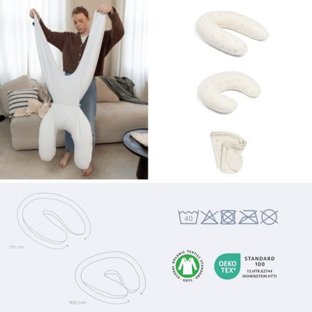 doomoo Twisty Cuscino per Gravidanza e Allattamento 2 in 1 - Ultra Comfort - Imbottitura con microsfere ultrafini, Crema