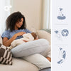 doomoo Twisty Cuscino per Gravidanza e Allattamento 2 in 1 - Ultra Comfort - Imbottitura con microsfere ultrafini, Grigio