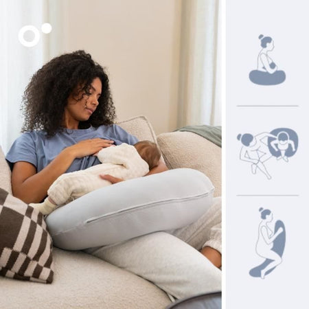 doomoo Twisty Cuscino per Gravidanza e Allattamento 2 in 1 - Ultra Comfort - Imbottitura con microsfere ultrafini, Grigio