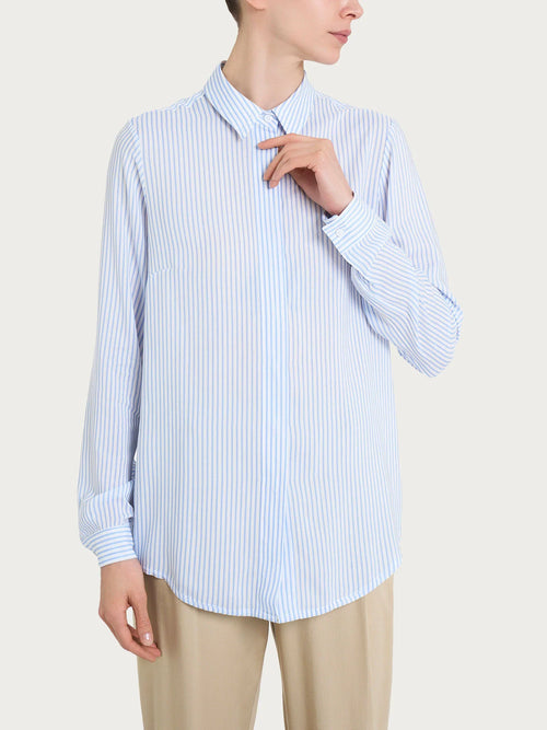 Ragno Camicia da Donna con stripes e manica lunga in Ecoseta DP92SC 2504S46