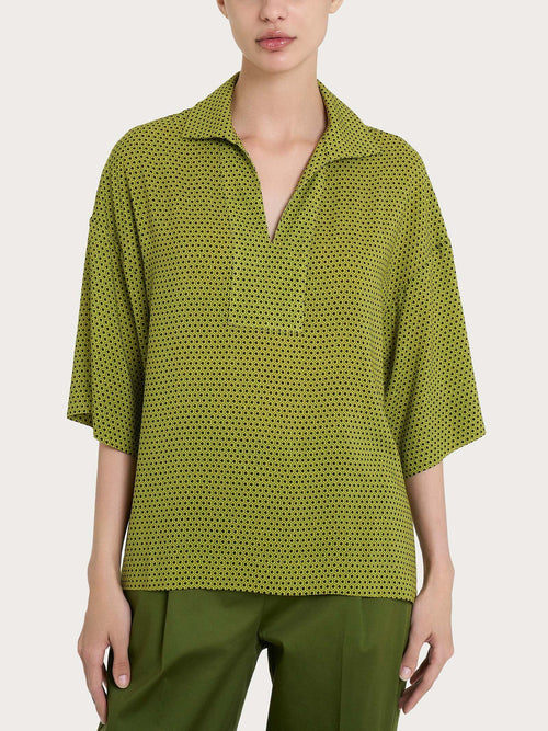 Ragno Blusa con colletto e hexagon pattern in Ecoseta DQ23SF 2504S38