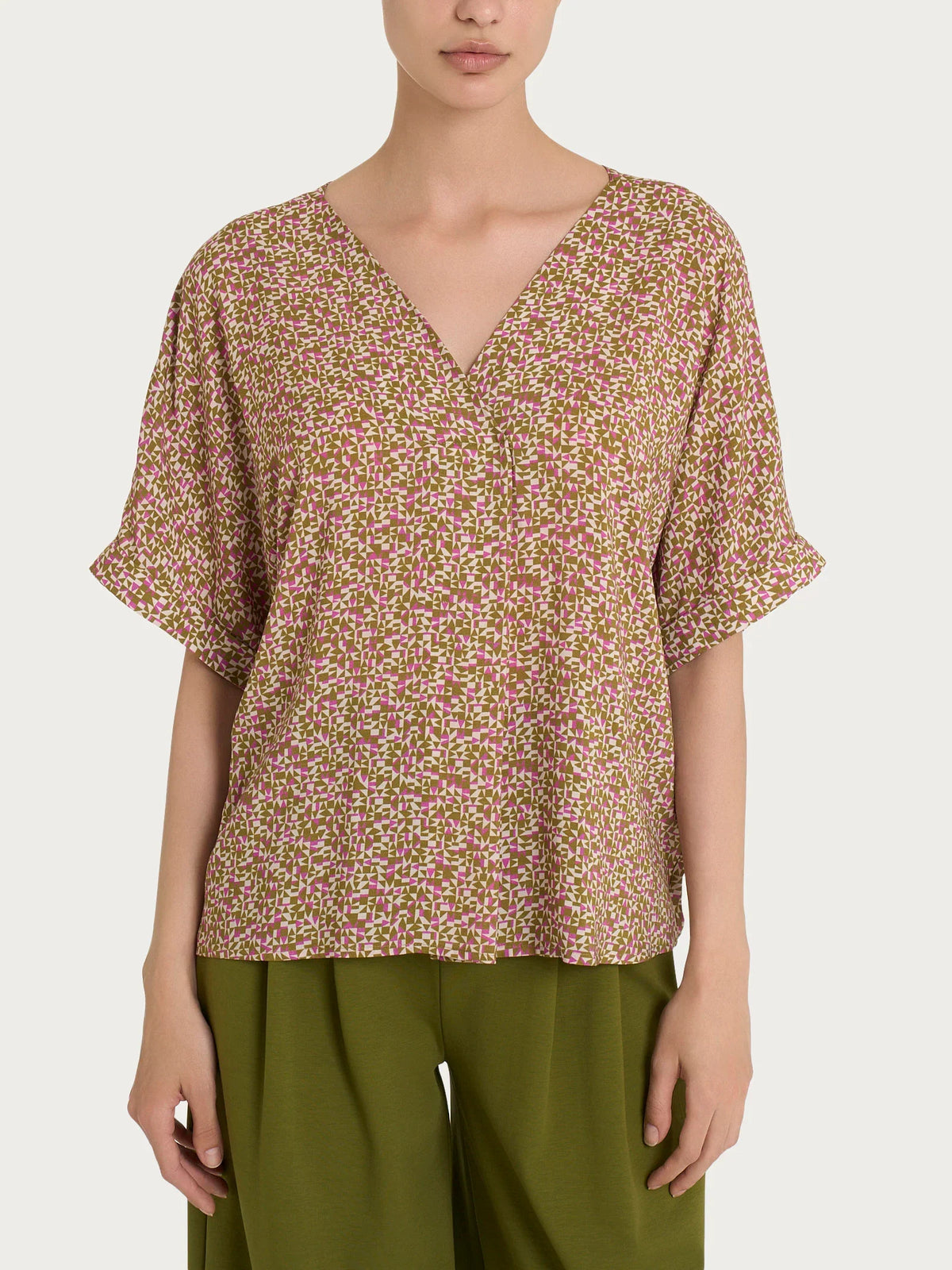 Ragno Blusa con geometric pattern e manica kimono in Ecoseta