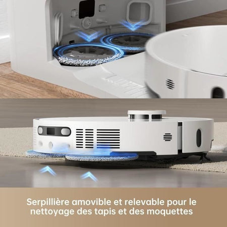 Robot aspirapolvere Dreame X40 Ultra Complete con panno staccabile e sollevabile, pulizia completa con spazzole