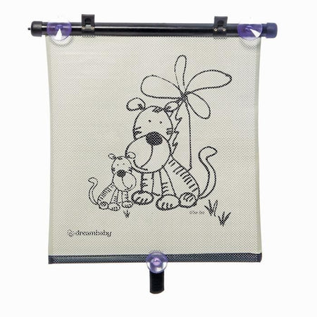 Tenda a rullo per finestrini auto - DREAMBABY - Stampa zebra e tigre bifacciale - Regolabile 2 pezzi