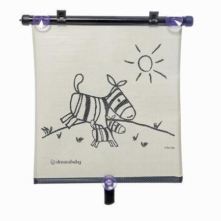 Tenda a rullo per finestrini auto - DREAMBABY - Stampa zebra e tigre bifacciale - Regolabile 2 pezzi