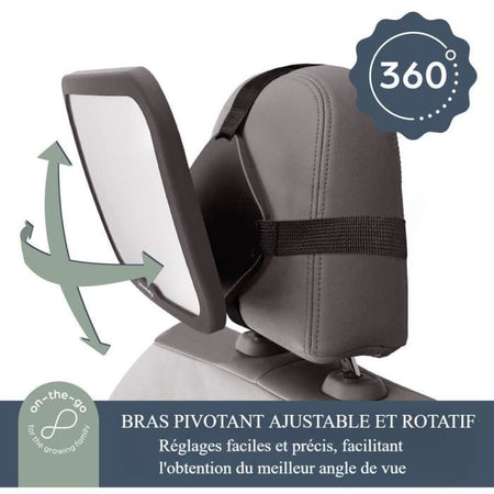 Specchietto retrovisore grande rettangolare - DREAMBABY - Regolabile per sedile posteriore - 20 x 24 cm - Nero