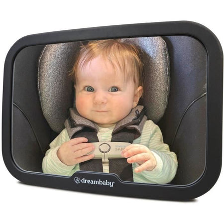 Specchietto retrovisore grande rettangolare - DREAMBABY - Regolabile per sedile posteriore - 20 x 24 cm - Nero