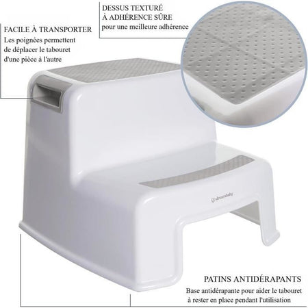 Sgabello - DREAMBABY - 2 Up - Antiscivolo e strutturato - Fino a 80 kg per bambini e adulti - Grigio e Nero