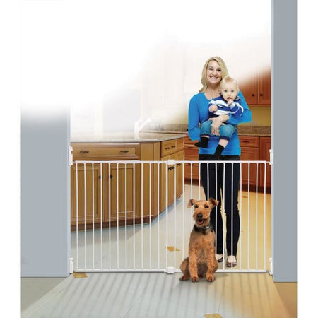 DREAMBABY Barriera di sicurezza Extra large BROADWAY Gro Gate - Da avvitare - L 76/134,5 x H 76 cm - Bianco