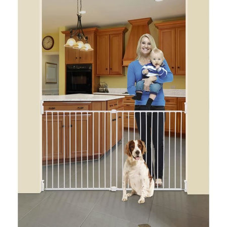 DREAMBABY Barriera di sicurezza Extra large BROADWAY Gro Gate - Da avvitare - L 76/134,5 x H 76 cm - Bianco