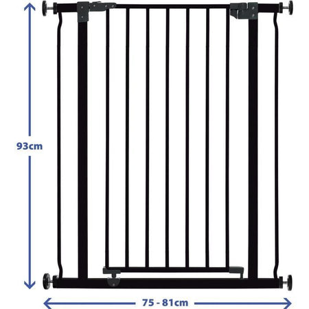 DREAMBABY Cancelletto di sicurezza Extra High LIBERTY - A pressione - L 75/81 x H 93 cm - Nero