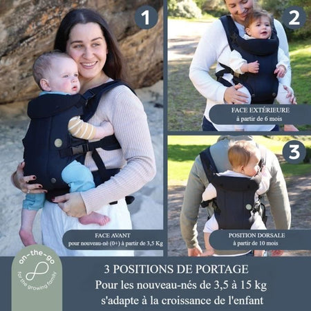 Marsupio regolabile 3-1 - DREAMBABY - JOURNEY - Comodo e versatile - Da neonato a bambino fino a 15 kg - Nero