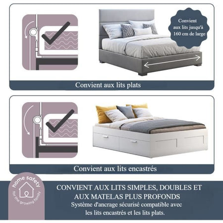 Dreambaby Nicole Letto Barriere - Letti e letti piatti - Misurazione di 150 cm di larghezza e 50 cm di altezza - Grigio