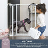 Cancelletto di sicurezza con pannello trasparente DREAMBABY - Funzione di fermo aperto - Fondo anticaduta - Bianco