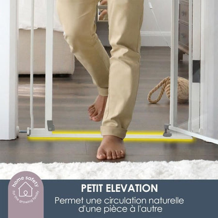 Cancelletto di sicurezza con pannello trasparente DREAMBABY - Funzione di fermo aperto - Fondo anticaduta - Bianco