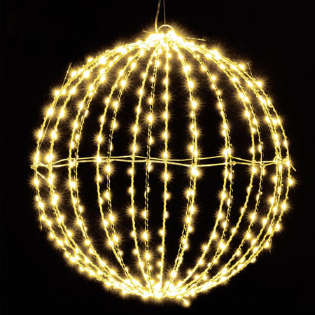 Sfera luminosa filo argento con microled bianco caldo per esterno decorazione natalizia Ø 40 cm