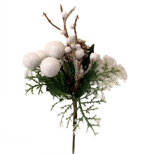 Spillone chiudi pacco h 21 cm con bacche addobbi per Alberi e Ghirlande natalizie