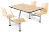 Tavolo per sala mensa con telaio in tubo di acciaio e sedute in multistrato di faggio lucidato naturale cm. 180x120