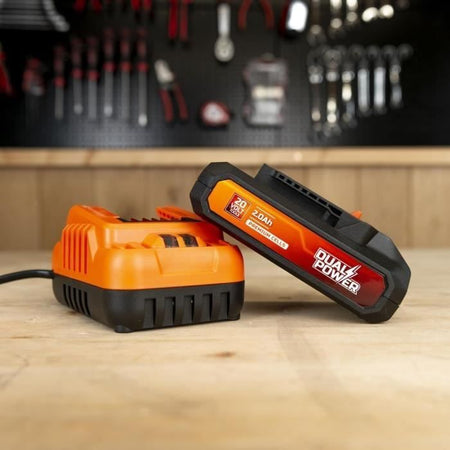 Batteria e Caricabatterie - Dual Power - POWDP90620 - Batteria 2.0Ah 20V e caricabatterie 2A - Per utensili fai da te a batteria 20V