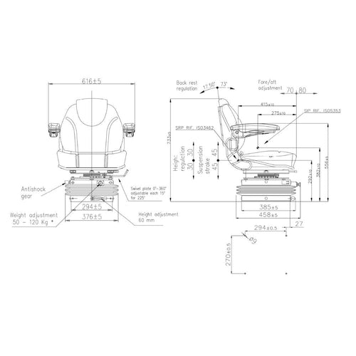 Sedile serie Activo S55 per trattore