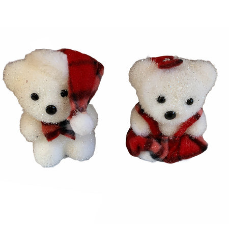 Pallina per albero orsetto Bianco "Brinato" h 10 cm pupazzo per decorazione natalizia