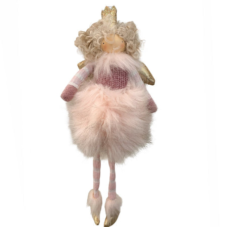 Pendaglio bambolina in pezza h 20 cm, pallina per Albero di Natale addobbi natalizi