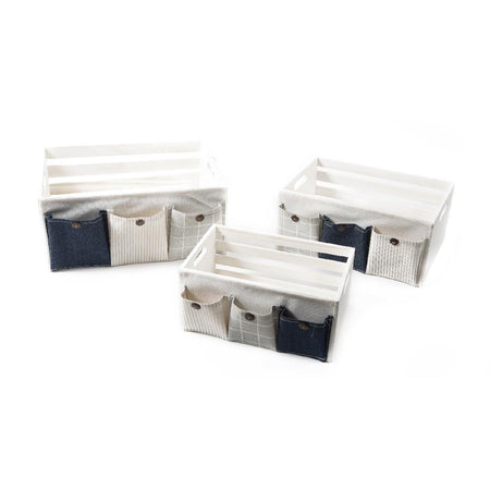 Set 3 Cassette in legno ''Pocket'' cambio stagione box in Legno per abiti e biancheria