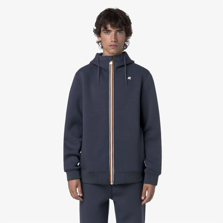 K-WAY Giacca felpa uomo in pile da uomo blu avio con cappuccio regolabile