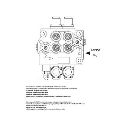 Distributore idraulico da 1/2" a 3 leve doppio effetto 80L