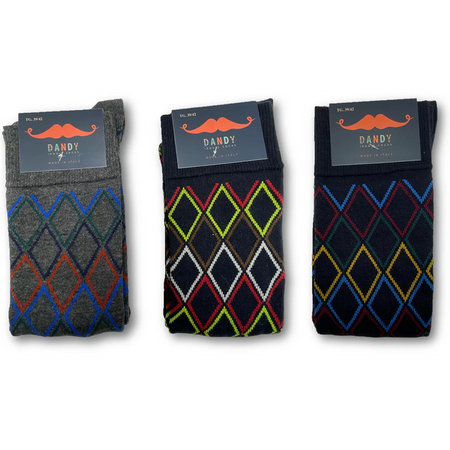 Dandy Confezione 3 Paia Calze Lungo Caldo Cotone Uomo - Varie Fantasie S15