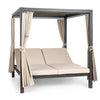 Lettino Daybed Sleep prendisole ad isola per giardino e piscina, baldacchino reclinabile con tende
