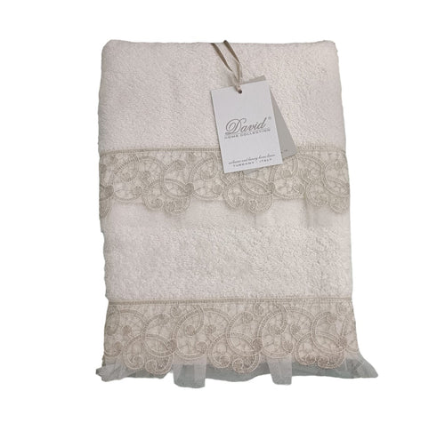 Set Asciugamani 1+1 David Cigno  Spugna di Cotone