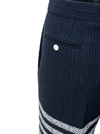 Thom Browne Pantalone in Tweed blu da uomo