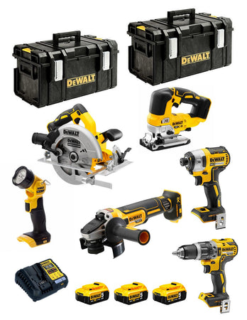 DeWALT Kit DCK663P3 (DCD796 + DCF887 + DCS570 + DCS334 + DCG405 + DCL050 + 3 x 5,0 Ah + DCB1104 + 2 x DS300)