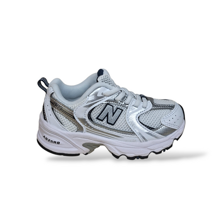 Sneakers bambino New Balance 530 bianche grigio blue laccio